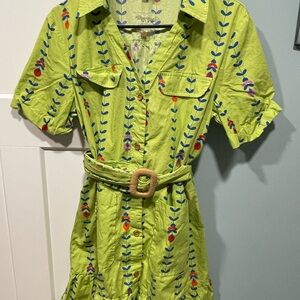 Karlie Green Button-Up Dress